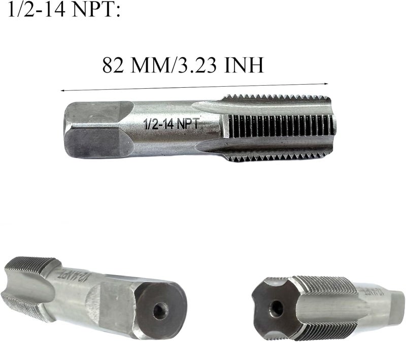 Smsucfuda 2 Pcs 1/2 NPT Hand Threading Tap,Carbon Steel NPT Pipe Taps for Plumbing Projects,Auto Repairs and Other Various DIY Thread Cutting Tools Small Poject - Image 2